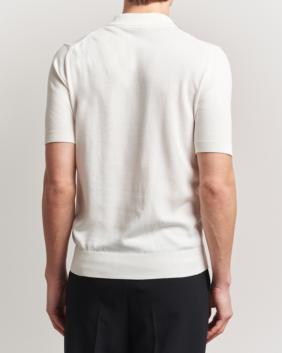 Homme | Polos | Morgano | Knitted Organic Cotton Polo White