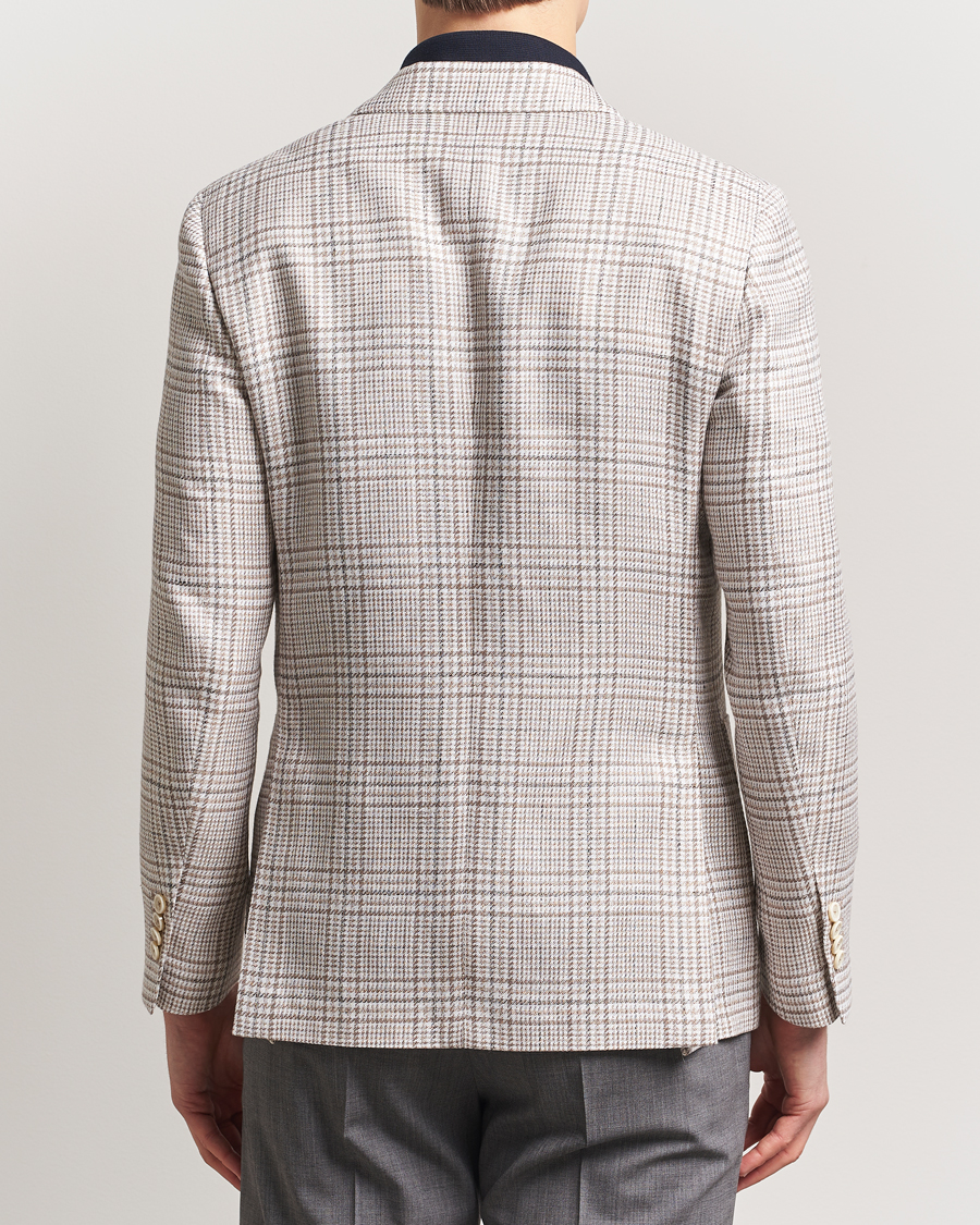 Homme | Blazers | Lardini | Cotton/Linen Checked Blazer Beige