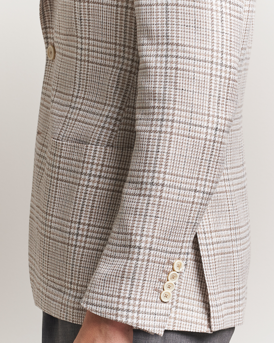 Homme | Blazers | Lardini | Cotton/Linen Checked Blazer Beige
