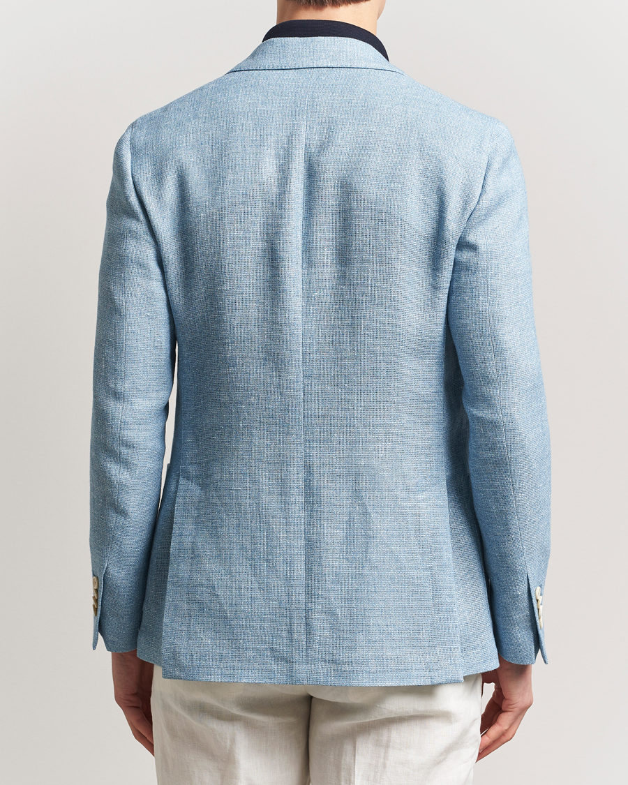 Homme | Blazers | Lardini | Linen Crepe Canvas Blazer Light Blue
