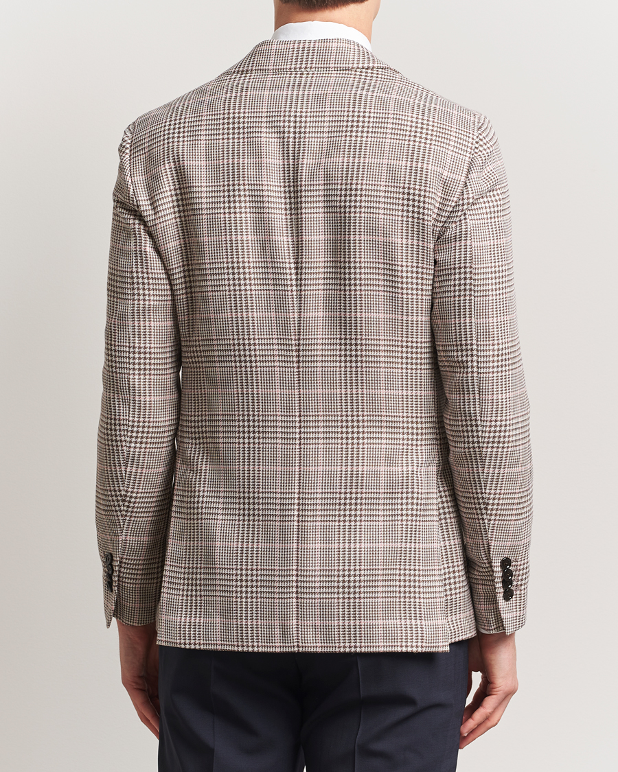 Homme | Blazers | Lardini | Wool/Cotton Checked Blazer Brown/Pink