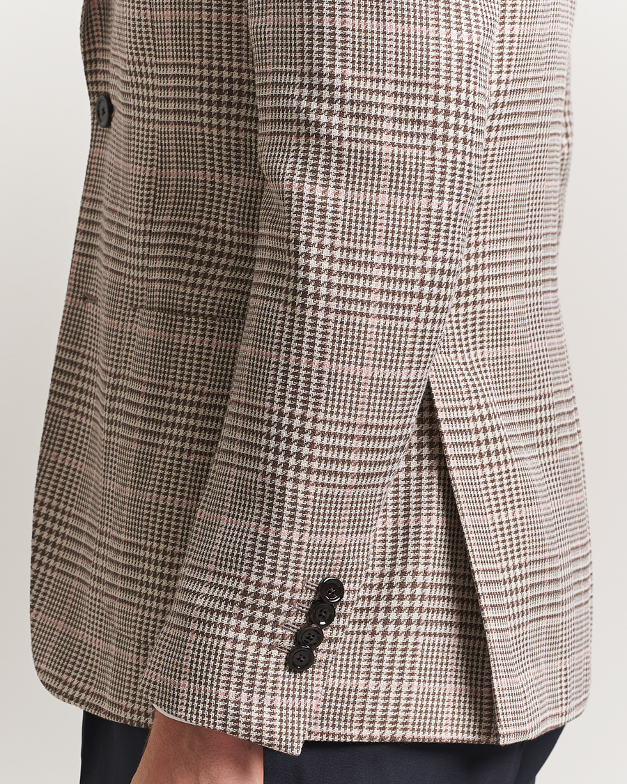Homme | Blazers | Lardini | Wool/Cotton Checked Blazer Brown/Pink