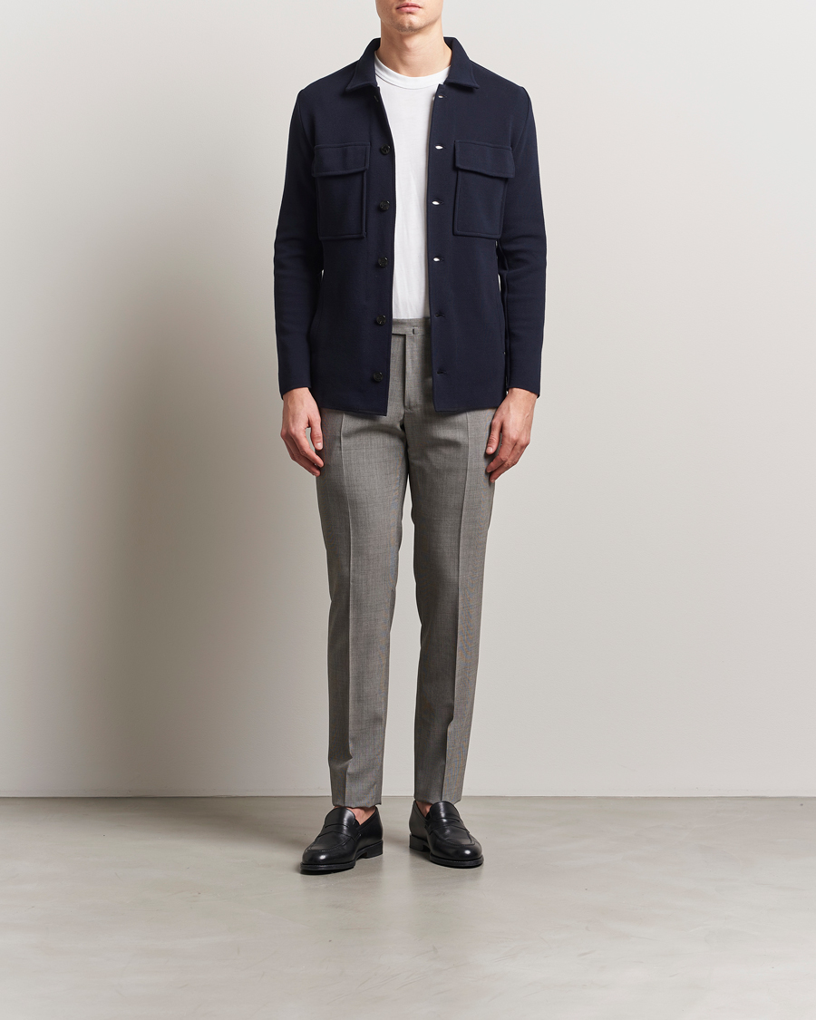 Homme | Blazers | Lardini | Knitted Pocket Shirt Jacket Navy