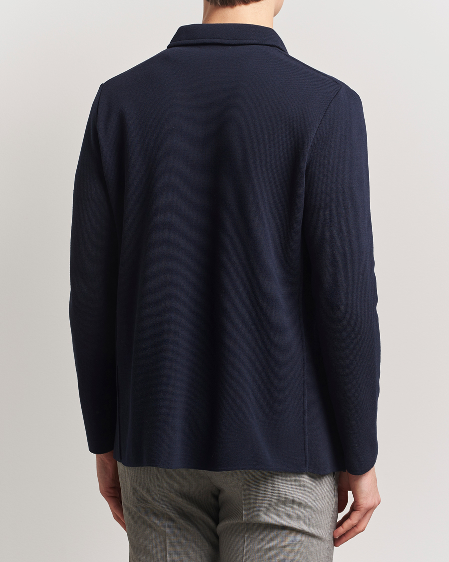 Homme | Blazers | Lardini | Knitted Pocket Shirt Jacket Navy