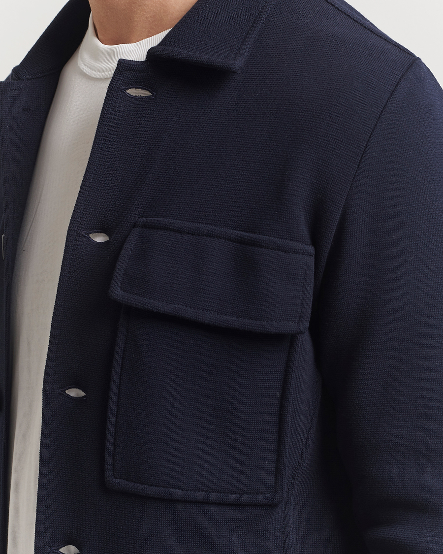 Homme | Blazers | Lardini | Knitted Pocket Shirt Jacket Navy