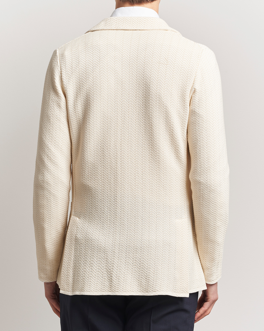 Homme | Blazers | Lardini | Knitted Cotton Structured Blazer White/Beige
