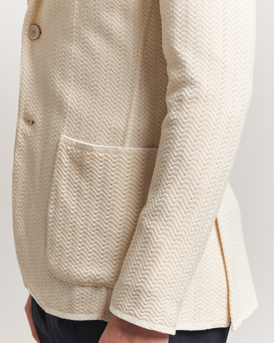 Homme | Blazers | Lardini | Knitted Cotton Structured Blazer White/Beige