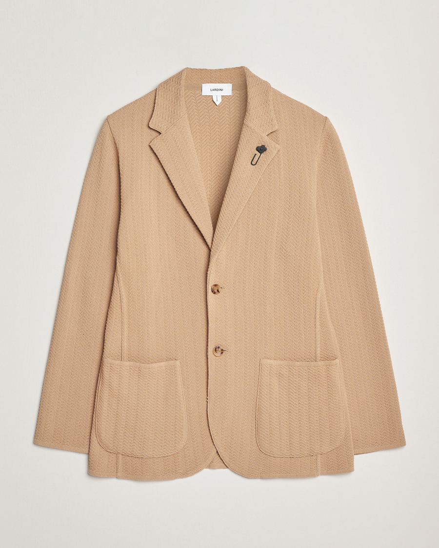 Homme | Blazers | Lardini | Knitted Cotton Structured Blazer Beige