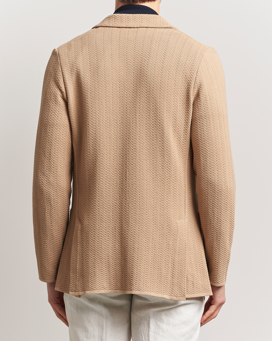 Homme | Blazers | Lardini | Knitted Cotton Structured Blazer Beige
