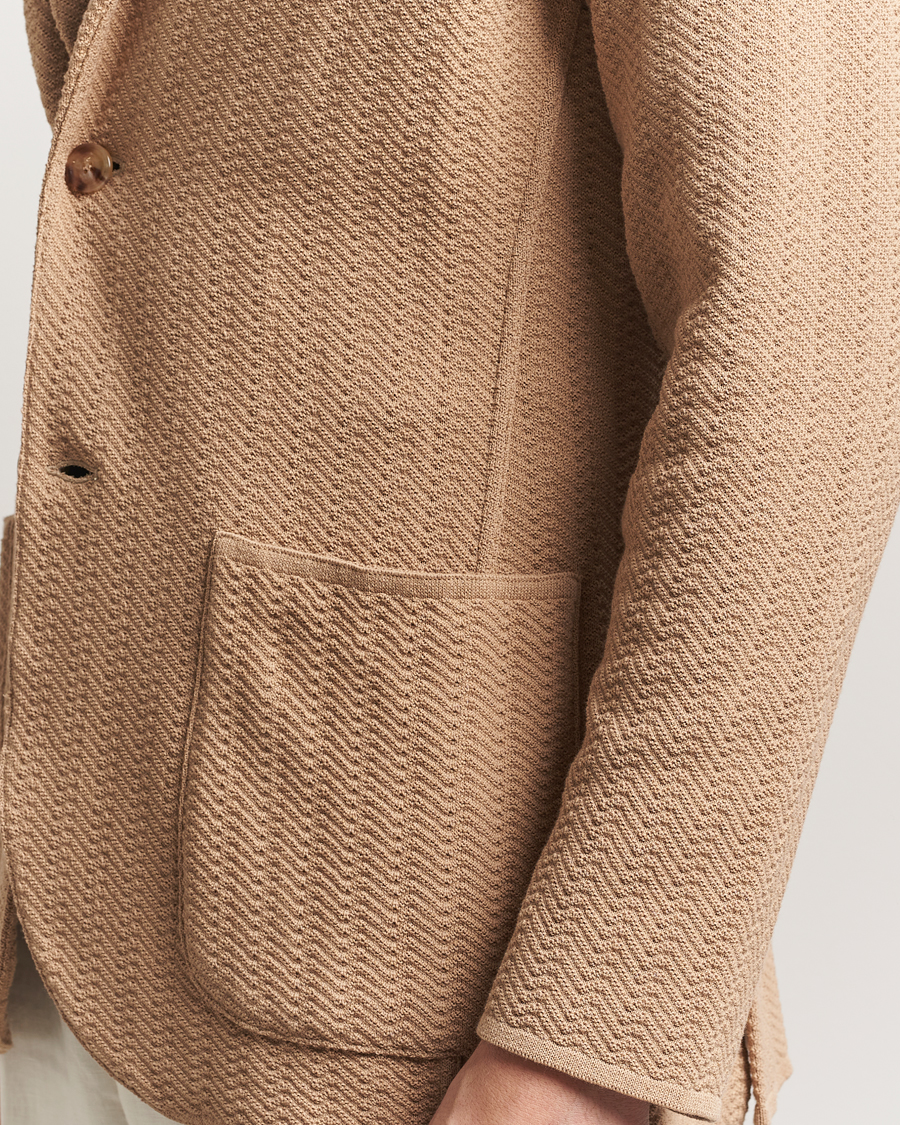 Homme | Blazers | Lardini | Knitted Cotton Structured Blazer Beige