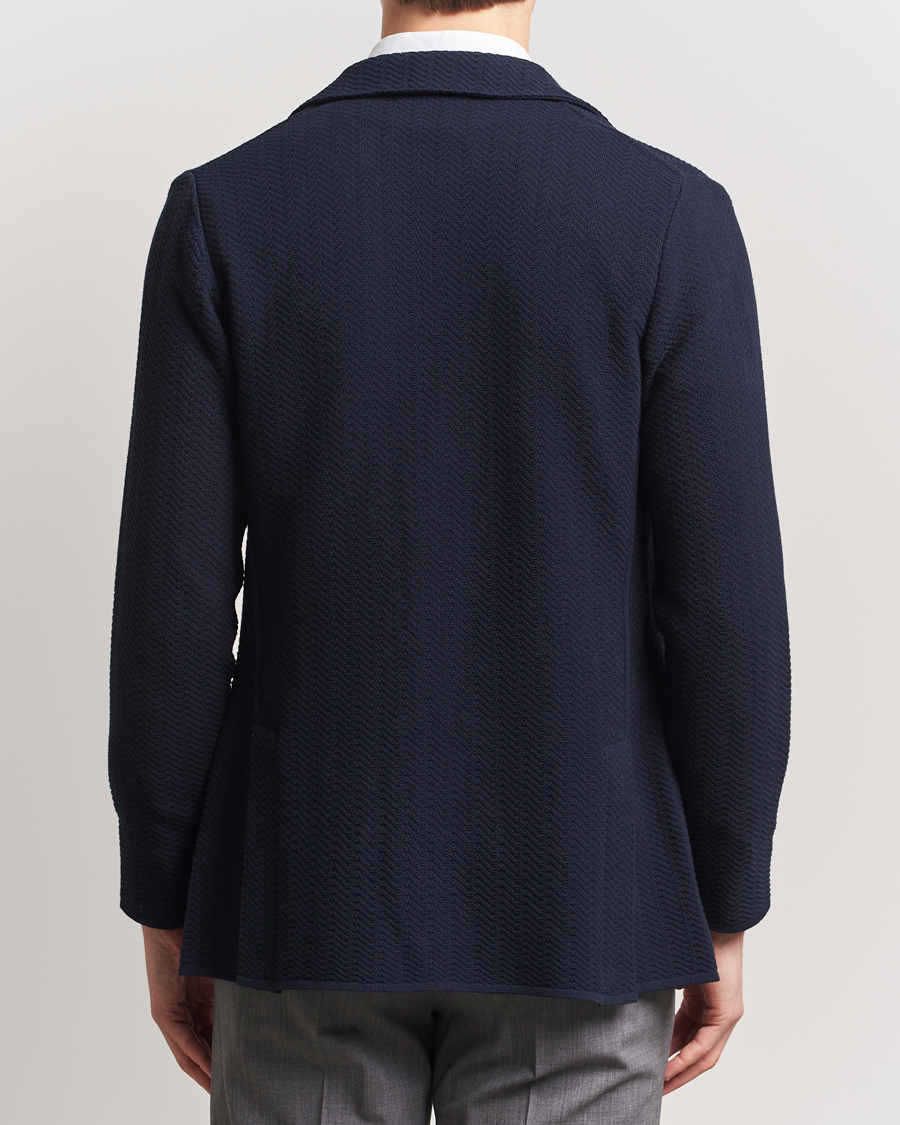 Homme | Blazers | Lardini | Knitted Cotton Structured Blazer Navy
