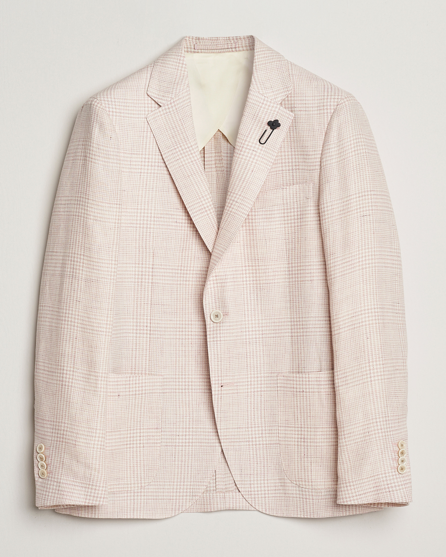 Homme | Blazers | Lardini | Linen/Wool Glencheck Blazer Pink