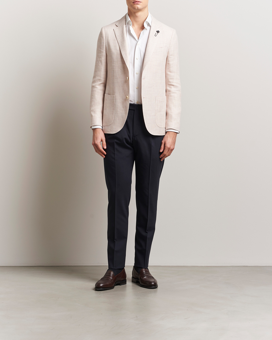 Homme | Blazers | Lardini | Linen/Wool Glencheck Blazer Pink