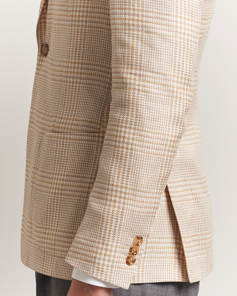 Homme | Blazers | Lardini | Cotton/Linen Glencheck Blazer Beige