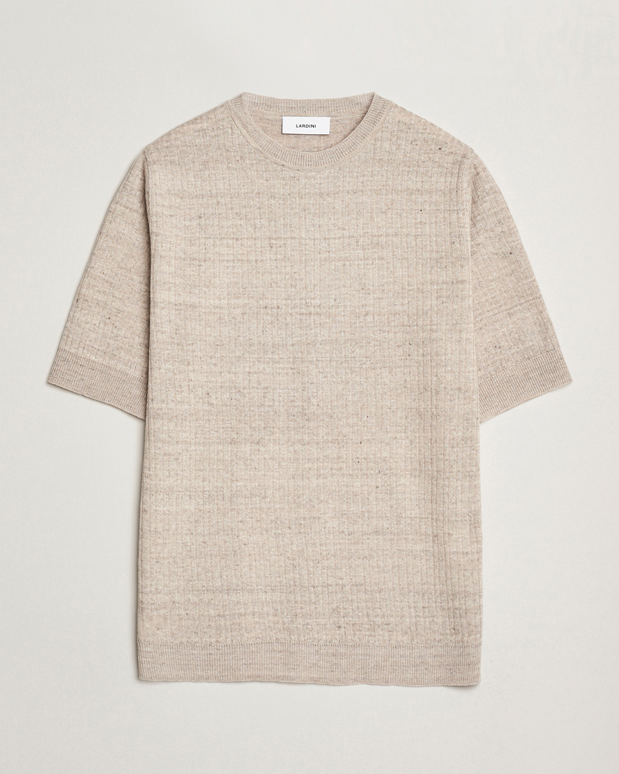 Homme | T-shirts | Lardini | Knitted Linen/Cotton T-Shirt Beige