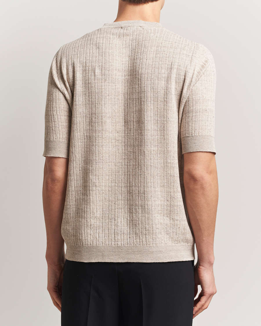 Homme | T-shirts | Lardini | Knitted Linen/Cotton T-Shirt Beige