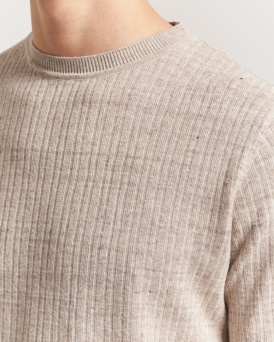Homme | T-shirts | Lardini | Knitted Linen/Cotton T-Shirt Beige