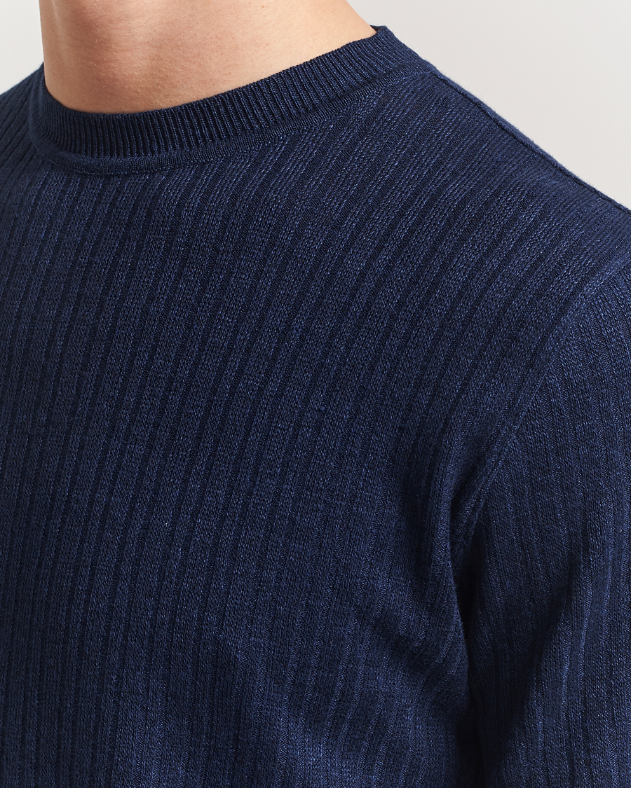 Homme | T-shirts | Lardini | Knitted Linen/Cotton T-Shirt Navy