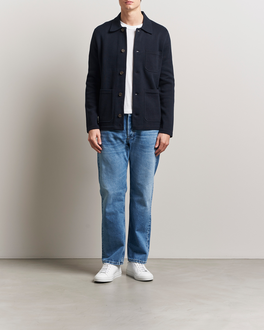Homme | Chemises | Morris | Jake Knitted Shirt Jacket Navy