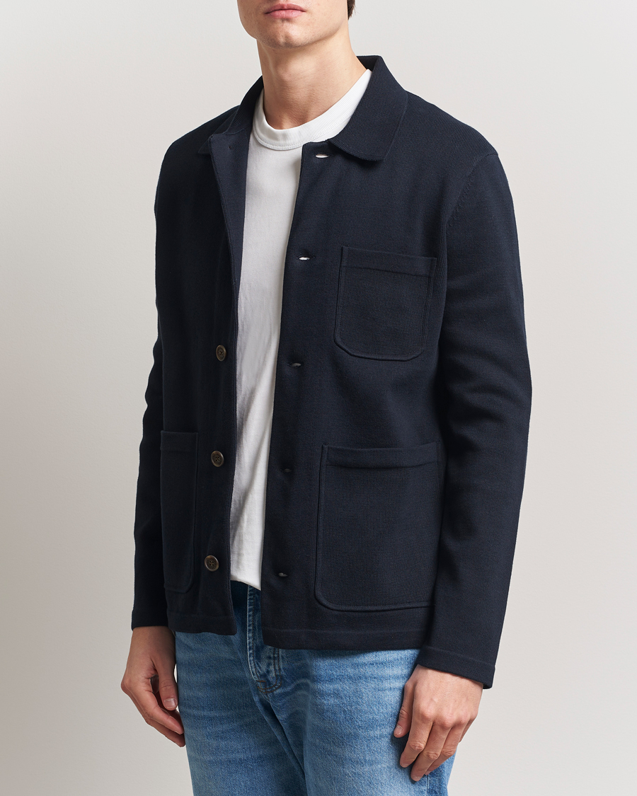 Homme | Chemises | Morris | Jake Knitted Shirt Jacket Navy