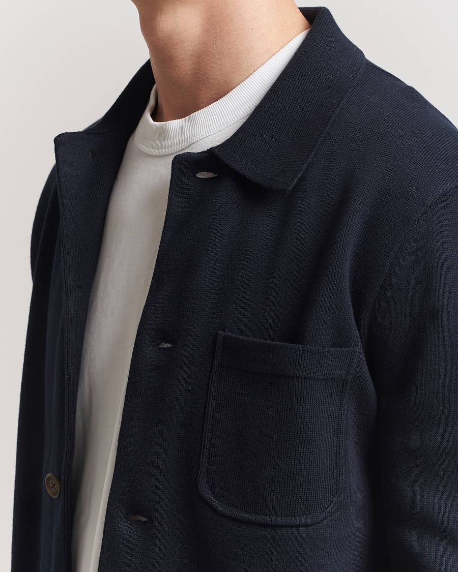 Homme | Chemises | Morris | Jake Knitted Shirt Jacket Navy