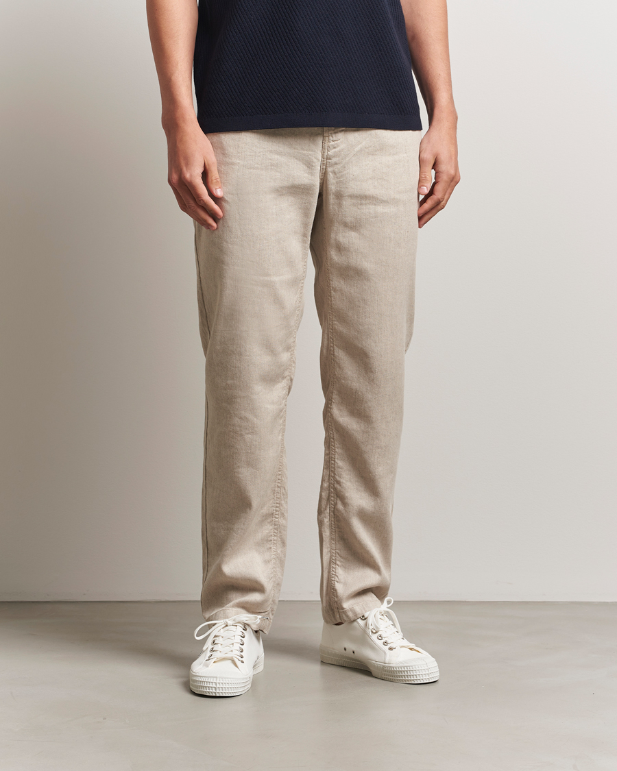 Homme | Pantalons | Morris | Fenix Linen/Cotton Trousers Beige