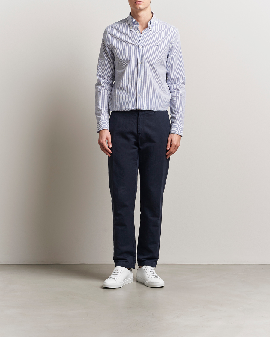 Homme | Chemises | Morris | Slim Fit Striped Seersucker Shirt Old Blue