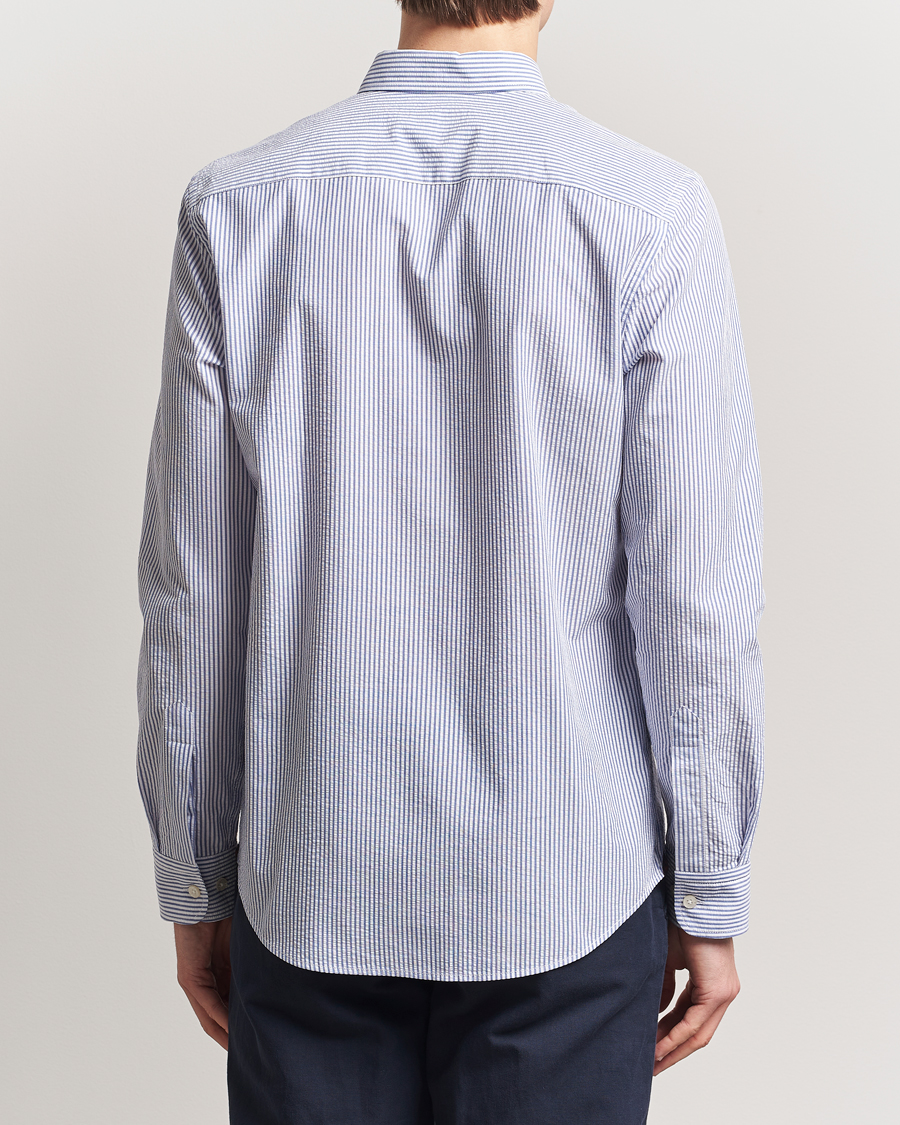 Homme | Chemises | Morris | Slim Fit Striped Seersucker Shirt Old Blue