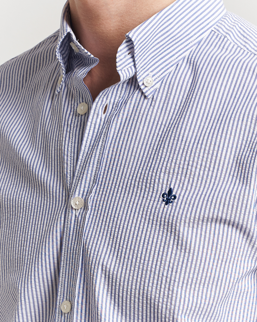 Homme | Chemises | Morris | Slim Fit Striped Seersucker Shirt Old Blue