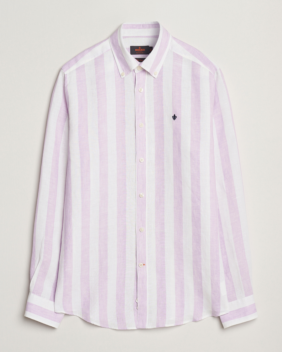 Homme | Chemises | Morris | Douglas Striped Linen Shirt Purple