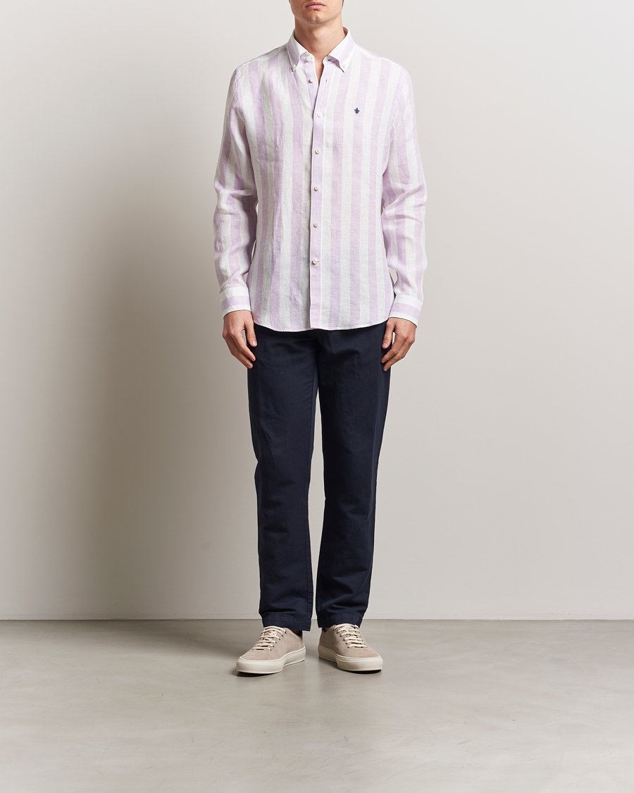 Homme | Chemises | Morris | Douglas Striped Linen Shirt Purple