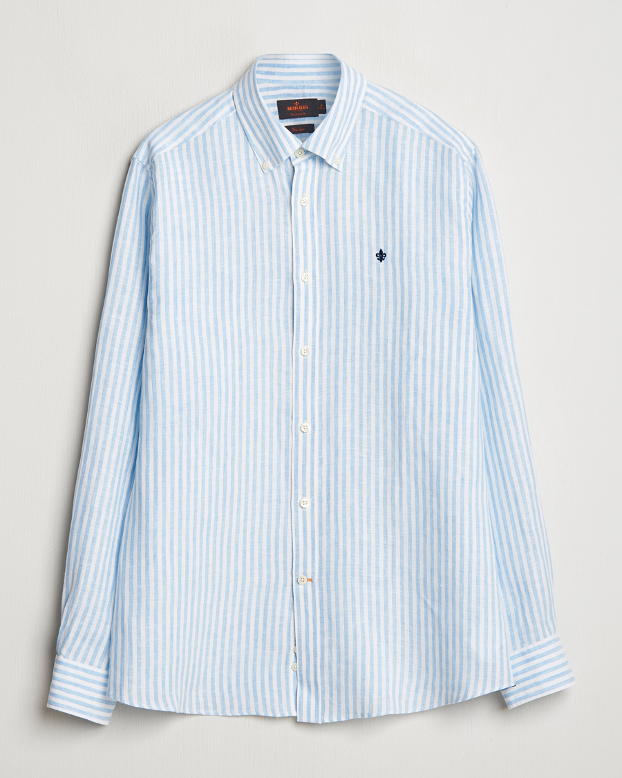 Homme | Chemises | Morris | Douglas Striped Linen Shirt Light Blue