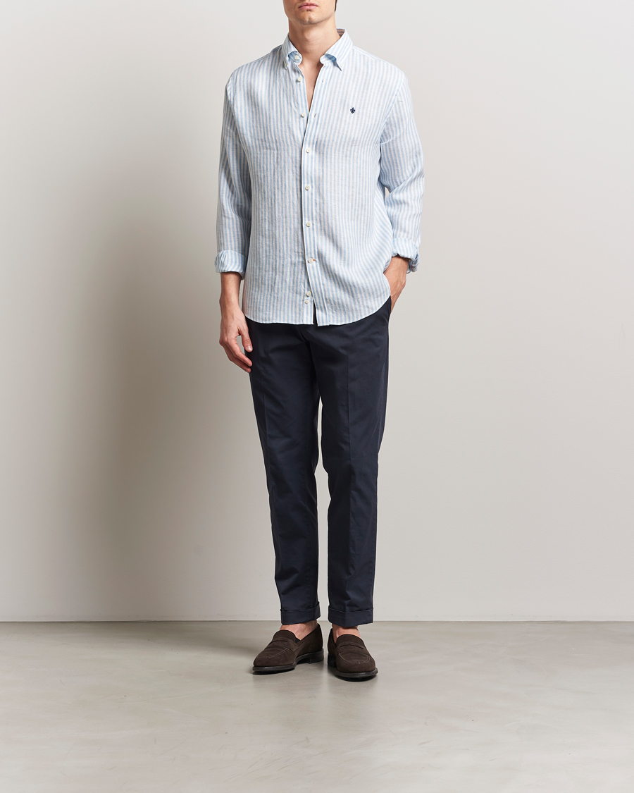 Homme | Chemises | Morris | Douglas Striped Linen Shirt Light Blue