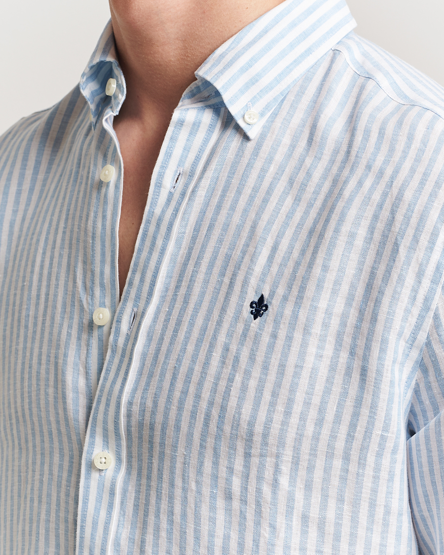 Homme | Chemises | Morris | Douglas Striped Linen Shirt Light Blue