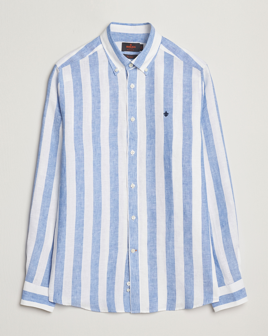 Homme | Chemises | Morris | Douglas Striped Linen Shirt Blue