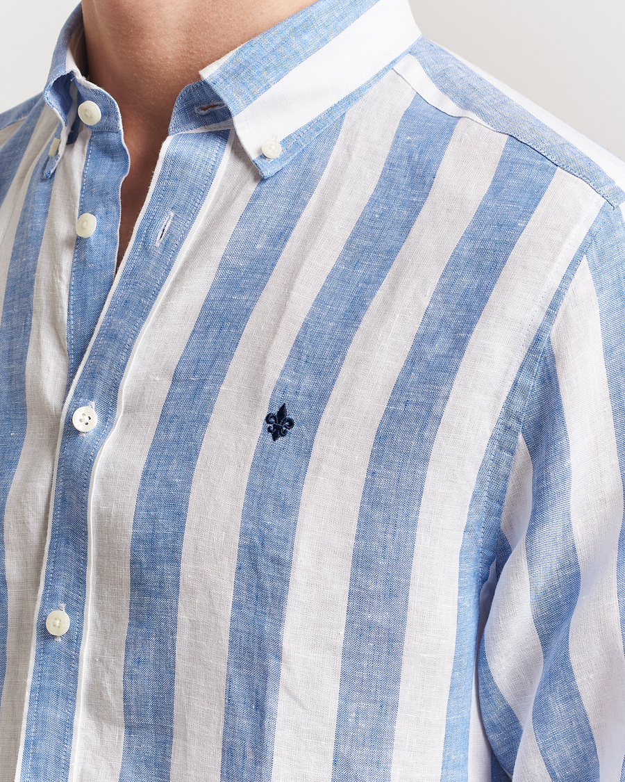 Homme | Chemises | Morris | Douglas Striped Linen Shirt Blue