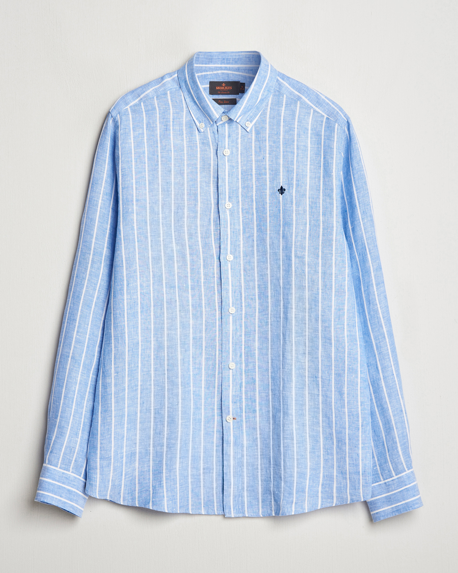 Homme | Chemises | Morris | Douglas Striped Linen Shirt Dark Blue