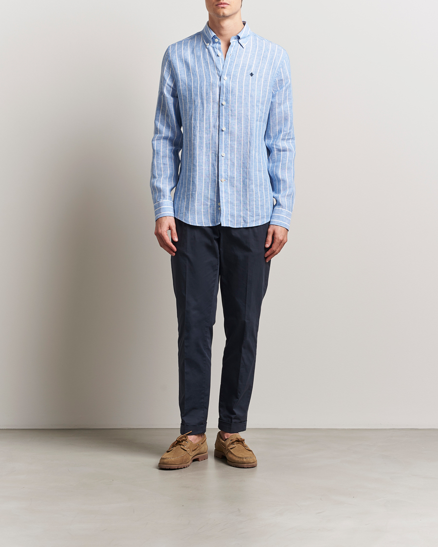 Homme | Chemises | Morris | Douglas Striped Linen Shirt Dark Blue