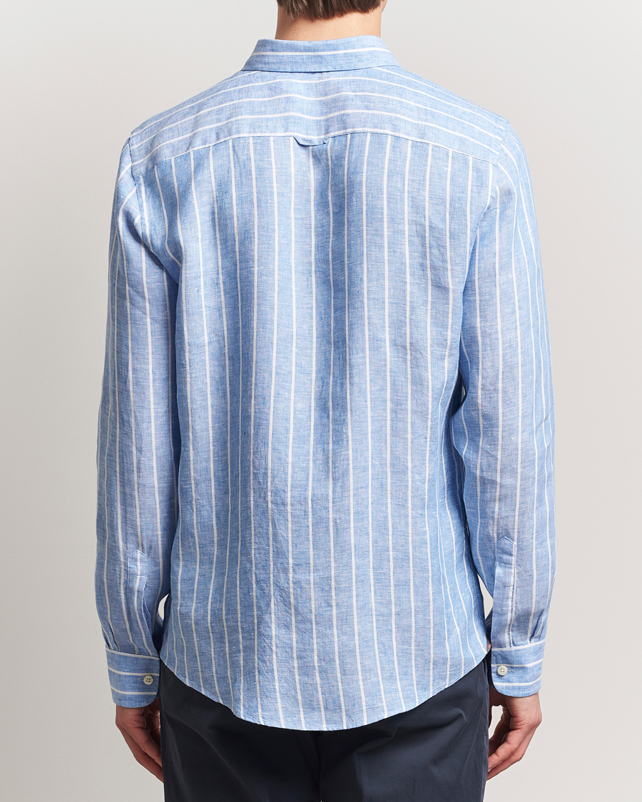 Homme | Chemises | Morris | Douglas Striped Linen Shirt Dark Blue