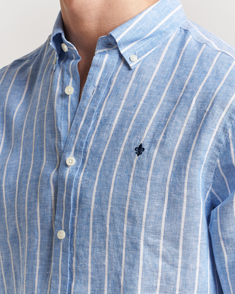 Homme | Chemises | Morris | Douglas Striped Linen Shirt Dark Blue