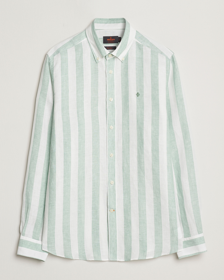 Homme | Chemises | Morris | Douglas Striped Linen Shirt Light Green