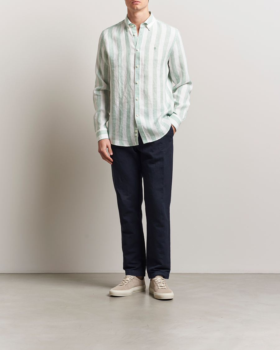 Homme | Chemises | Morris | Douglas Striped Linen Shirt Light Green