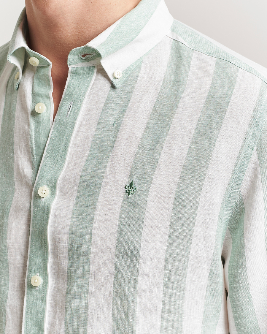 Homme | Chemises | Morris | Douglas Striped Linen Shirt Light Green