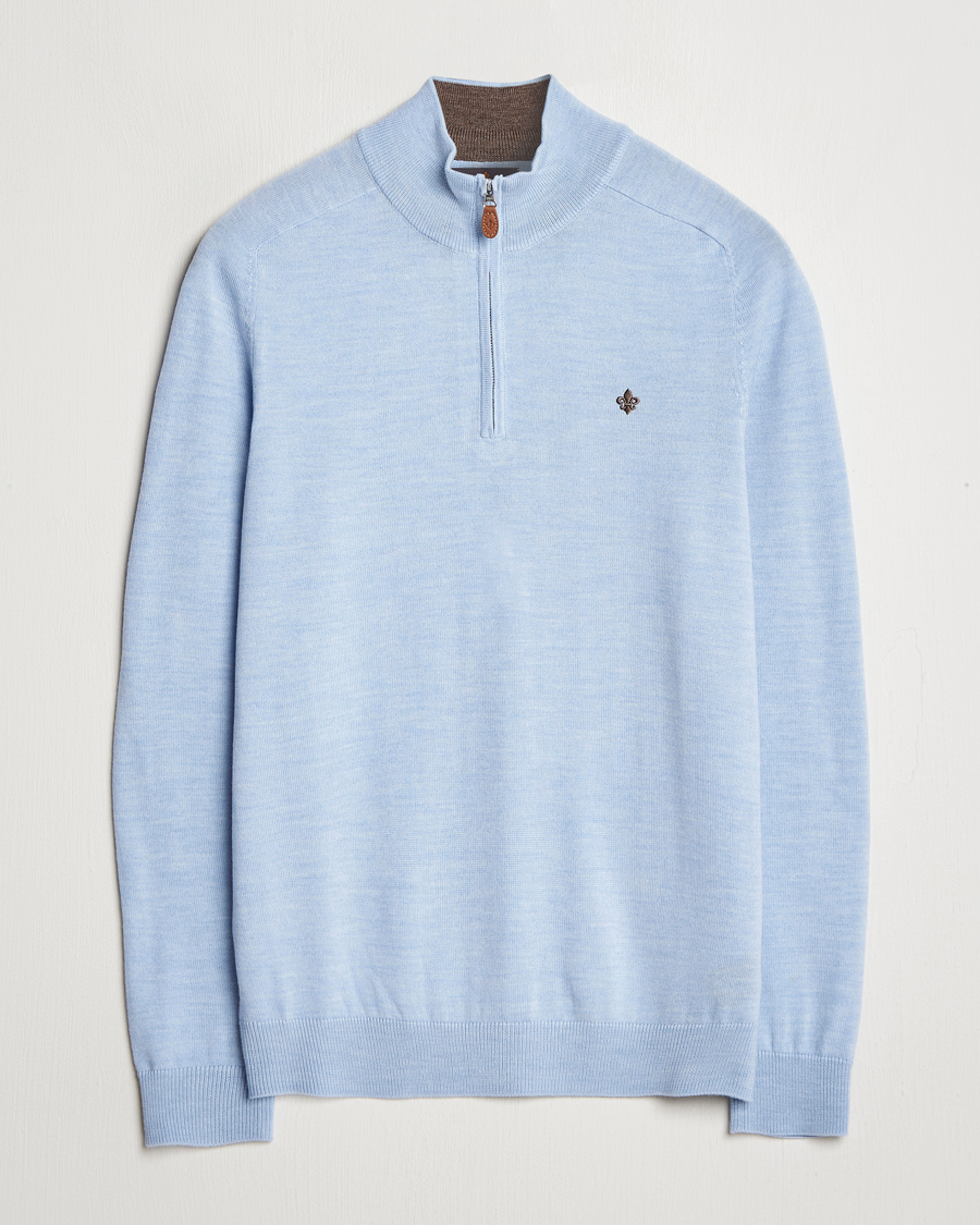 Homme | Pulls Et Tricots | Morris | John Merino Half Zip Light Blue
