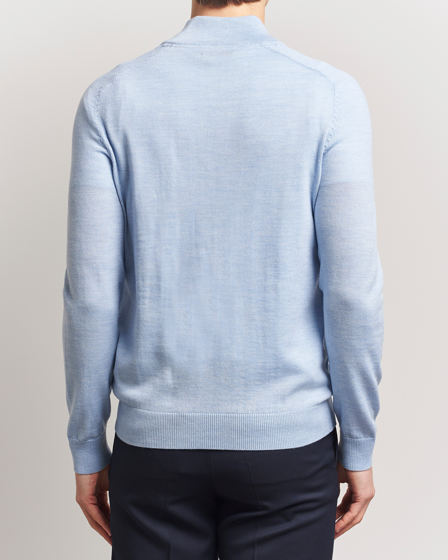 Homme | Pulls Et Tricots | Morris | John Merino Half Zip Light Blue