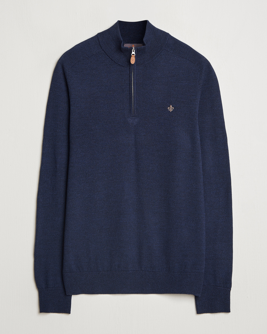 Homme | Pulls Et Tricots | Morris | John Merino Half Zip Dark Blue
