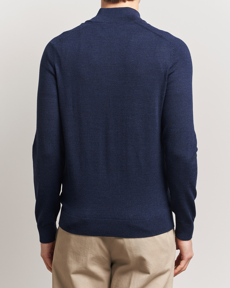 Homme | Pulls Et Tricots | Morris | John Merino Half Zip Dark Blue