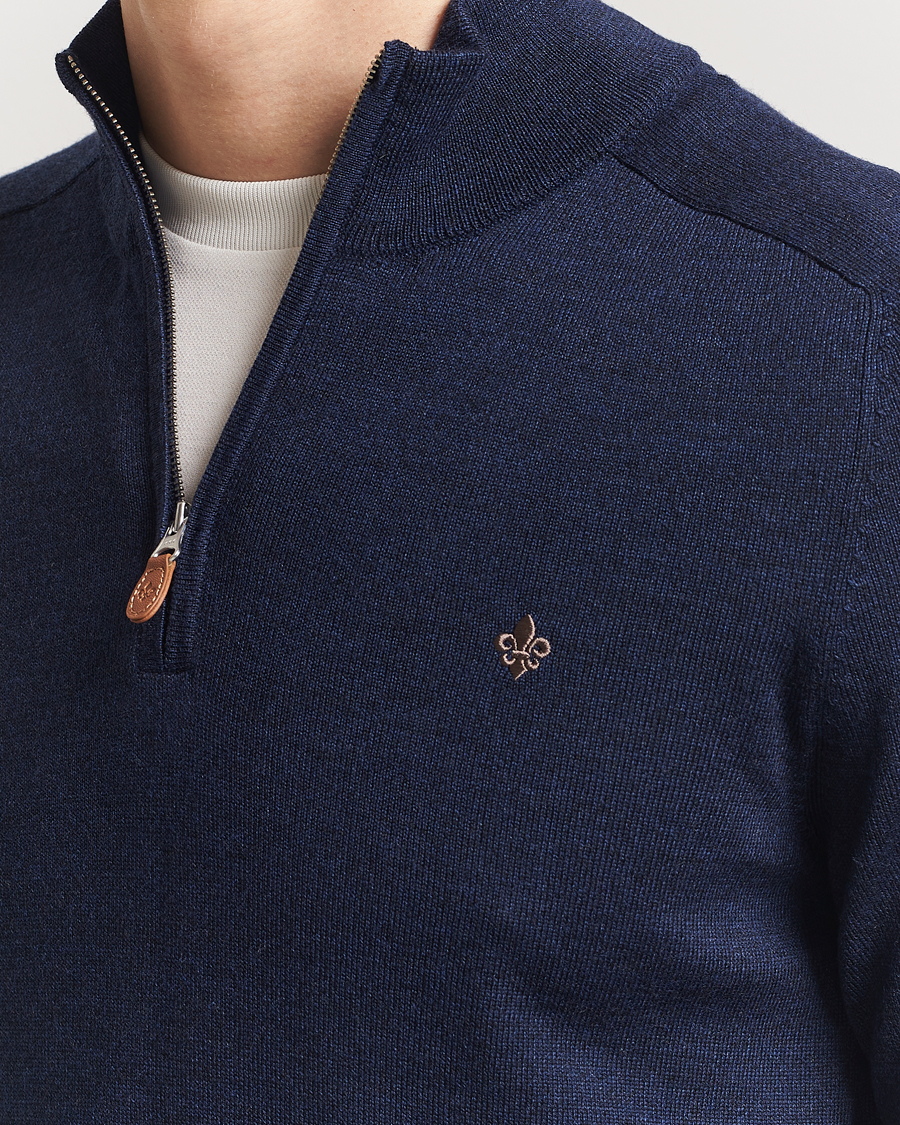 Homme | Pulls Et Tricots | Morris | John Merino Half Zip Dark Blue