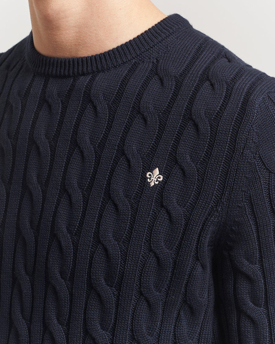 Homme | Pulls Et Tricots | Morris | Ethan Cable O-Neck Old Blue
