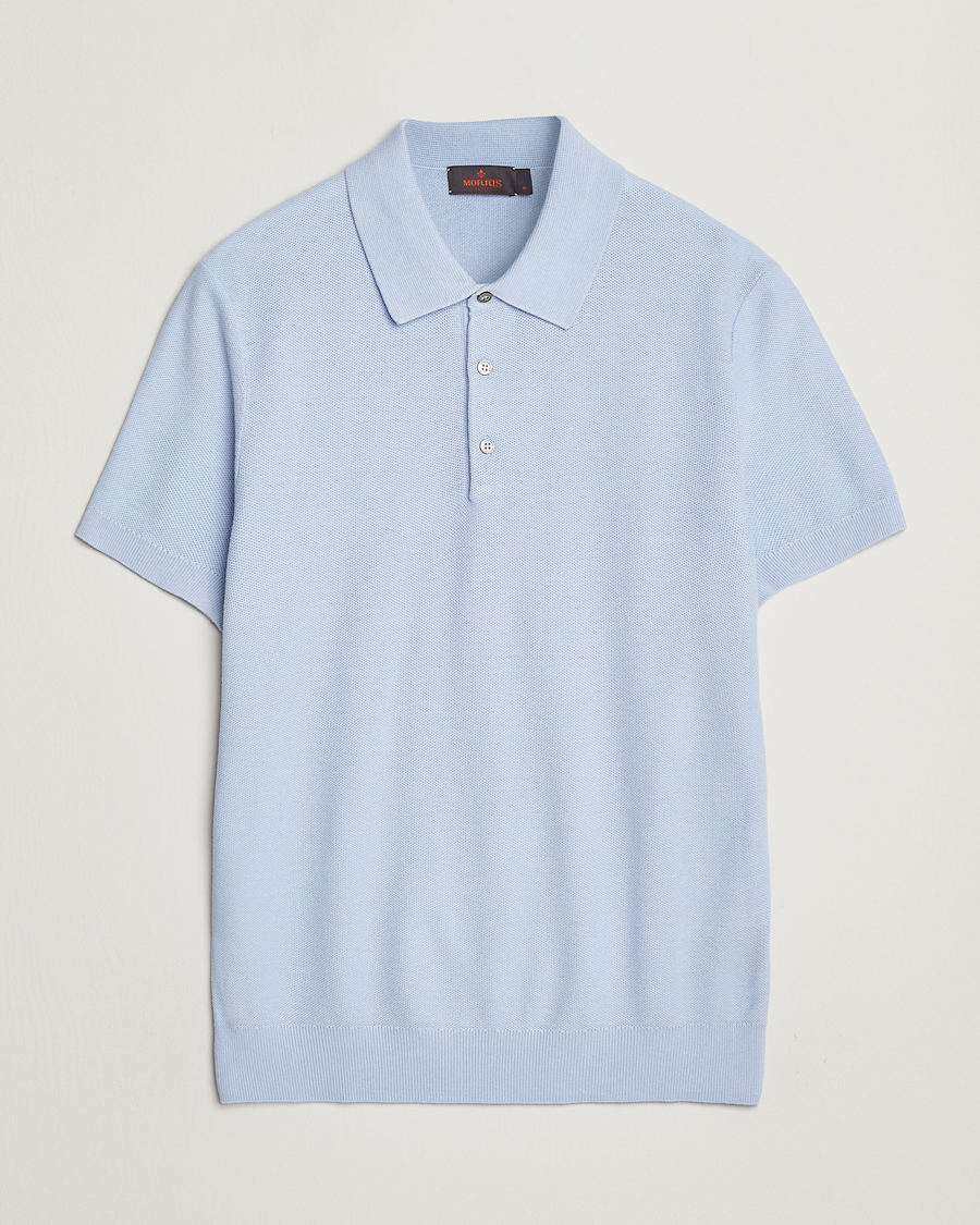 Homme | Polos | Morris | Walter Knitted Polo Light Blue
